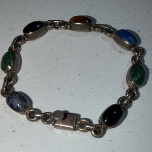 Elegant Taxco Multi-Stone Sterling Silver Bracelet (2)